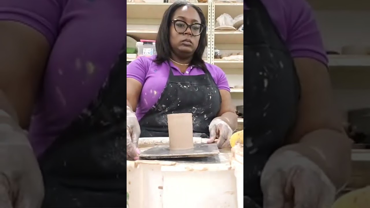 using rib tool for silhouette of mug