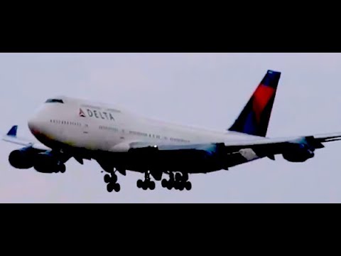 Delta Airlines Boeing 747 400 arrives at Tel Aviv Ben Gurion International Airport