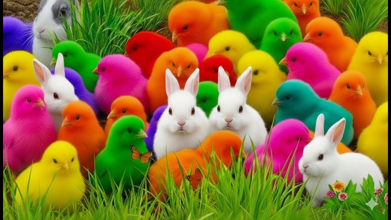 COLORFUL RAINBOW CHICKS ADVENTURE || HAPPY RAINBOW CHICKS PLAY TIME