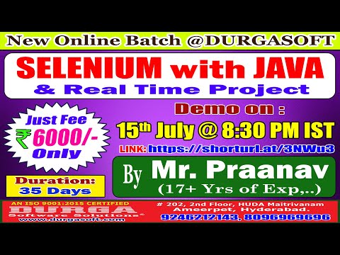 SELENIUM with JAVA Online Training @ DURGASOFT
