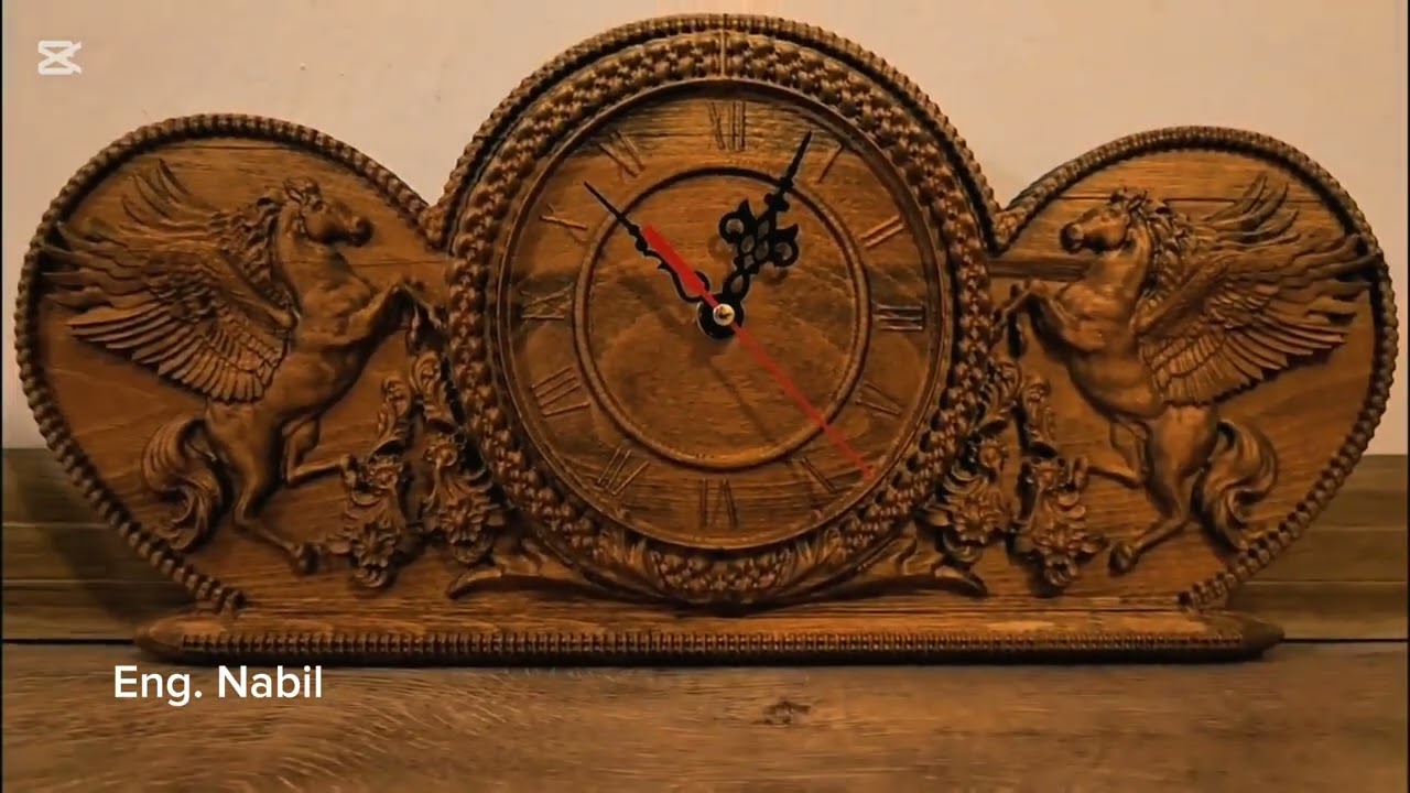 "Elegant and Professional Wooden Clock CNC Carving 🕰️🪵✨"