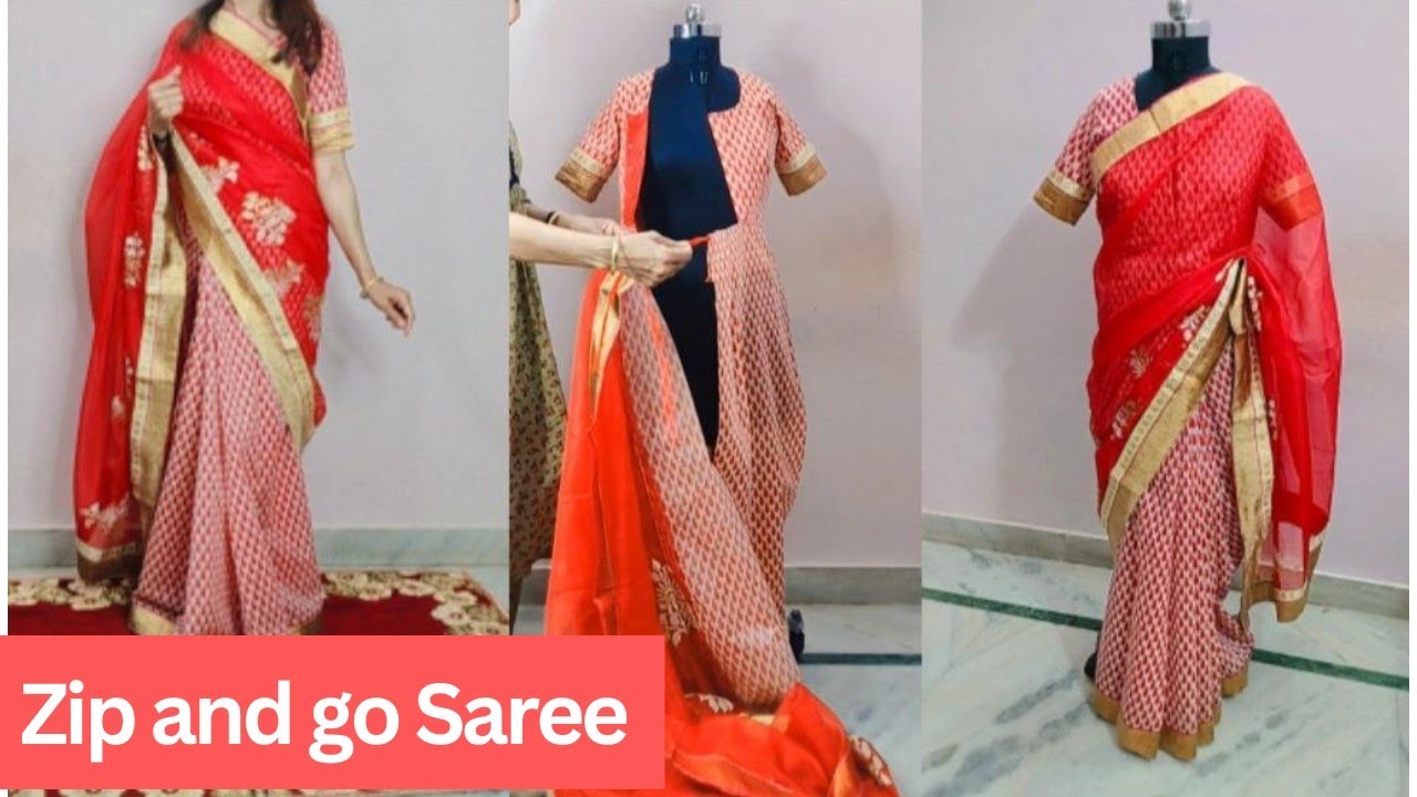 Zip and go Saree cutting stitching | ready to wear saree / one minute saree