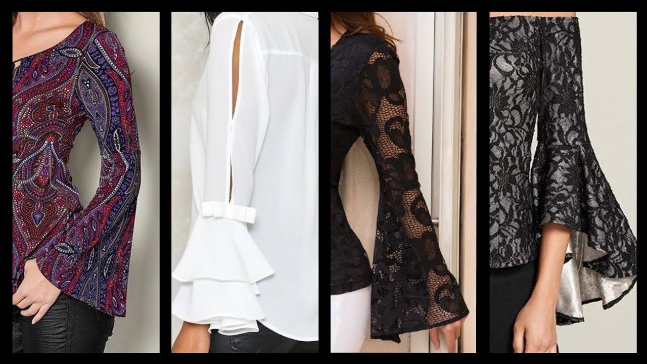 Top stylish 45 trumpet sleeves design for blouses and tunic tops
