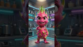 anthropomorphic dragon fruit character in a futuristic kitchen setting #ai #facts
