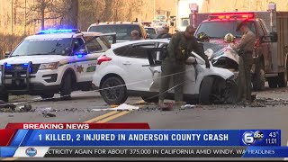 1 killed, 2 injured in Anderson County crash