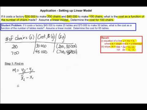 Setting Up a Linear Model - Example 1 - Application - YouTube