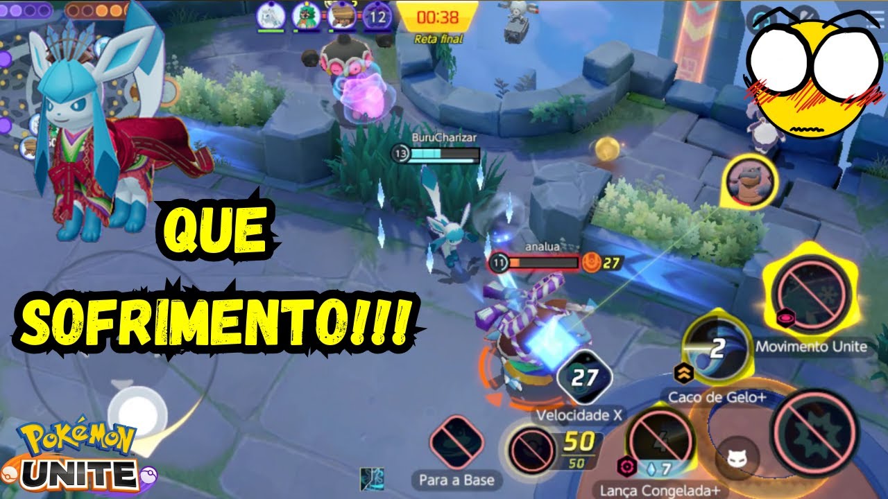 😱😱TEVE SOFRIMENTO ATÉ O FIM!!! POKÉMON UNITE GLACEON GAMEPLAY