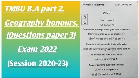 TMBU B.A part 2 Geography honours (paper 3) exam 2022 session 2020-23#tmbu #tmbu