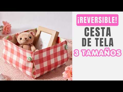 REVERSIBLE FABRIC BOX Very easy! (Step-by-step tutorial) 🍓 Bread basket / Organizer