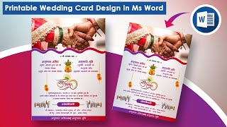 How To Make Printable Wedding Card Design in Microsoft Word || 5R Professional Wedding Card Design screenshot 3