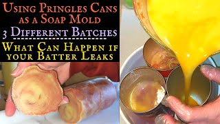 Making 3 Different Batches of Soap using Pringles Cans | One Leaked (cold process soap) Batch #119