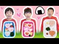 ★「バレンタインお弁当作り対決～！」ハートおにぎり登場！★Valentine box lunch cooking★