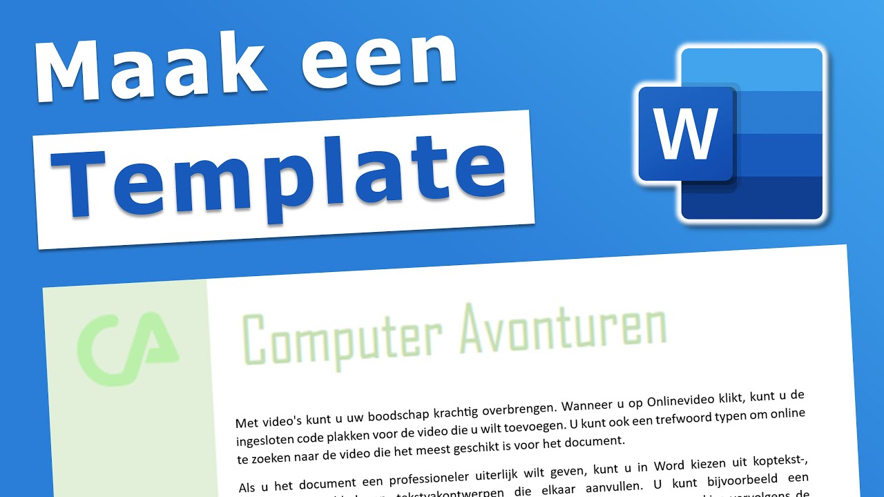 Word Template  |   Ontwerp een Eigen Sjabloon in Word