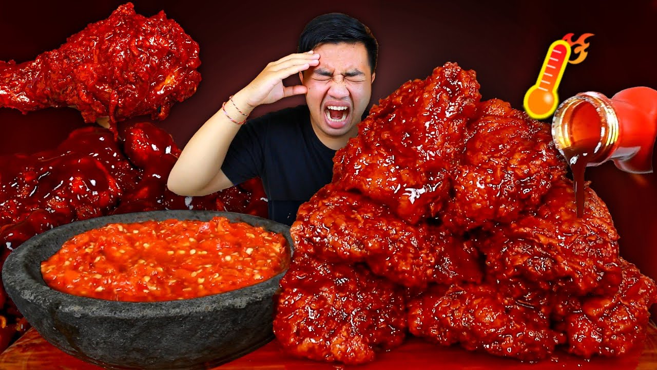 DOUBLE PEDAS 🥵 MUKBANG AYAM CRISPY SAOS SAMYANG DICOCOL SAMBAL COBEK TERASI TERPEDAS