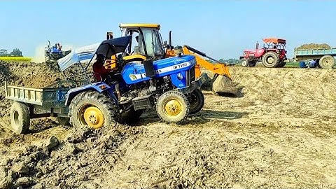 Jcb 3dx Backhoe Machine Loading Mud In Mahindra Swaraj 843 XM Tractor | Jcb and Tractor Videos