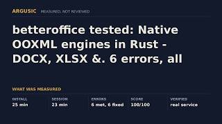 Information betteroffice tested: Native OOXML engines in Rust - DOCX, XLSX &. 6 errors, all fixed without help. Guide