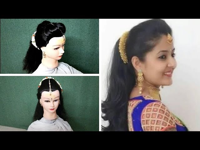 New Wedding Hairstyles Ponytail With Bun Hairstyle Lehenga Sarees Makeup Party Wear Youtube