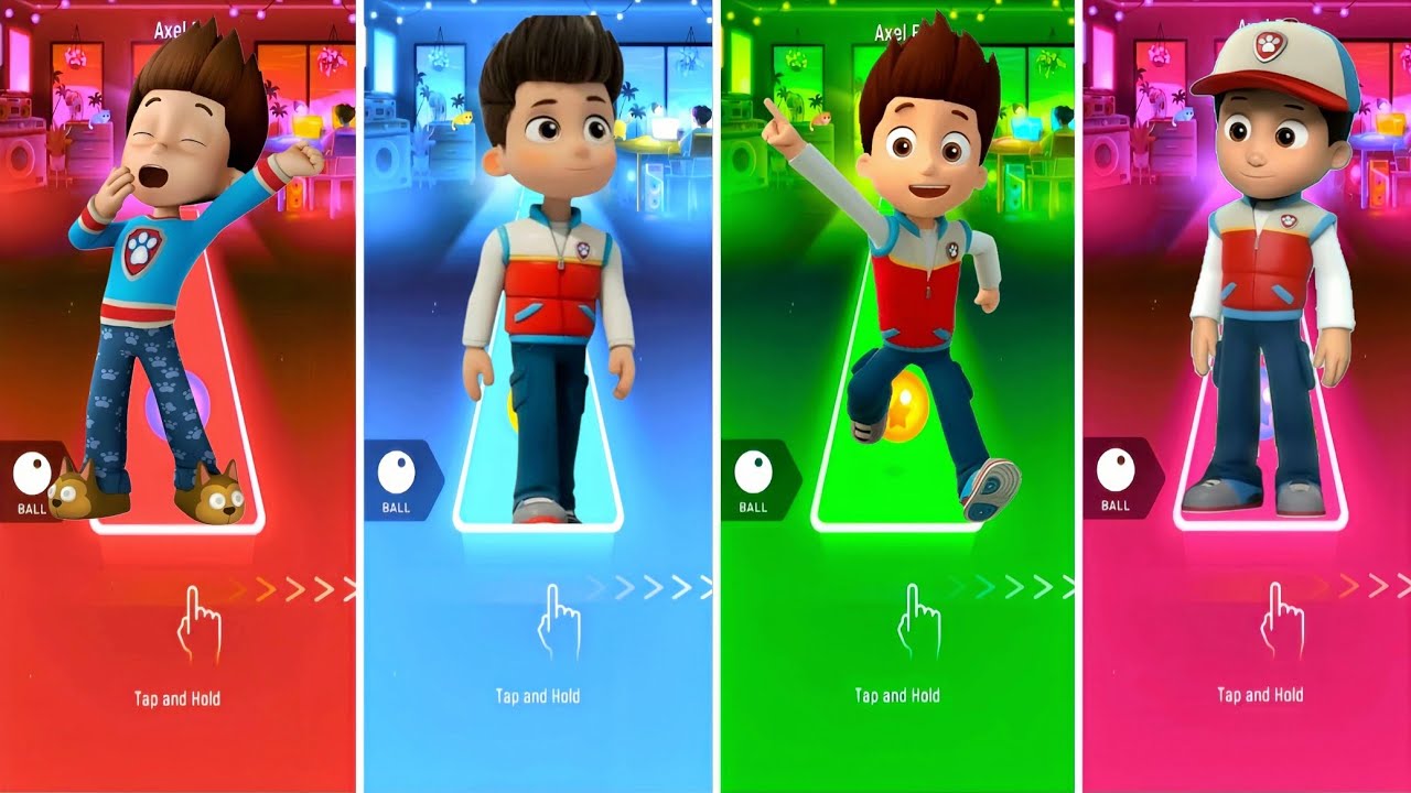 Ryder Paw Patrol VS Marshall VS Rubble Paw Patrol VS Paw Patrol - Tiles Hop EDM Rush