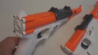 Nerf Sharpfire unmodded vs modded. Upgrade worth it? You be the judge. Always wear safety glasses.