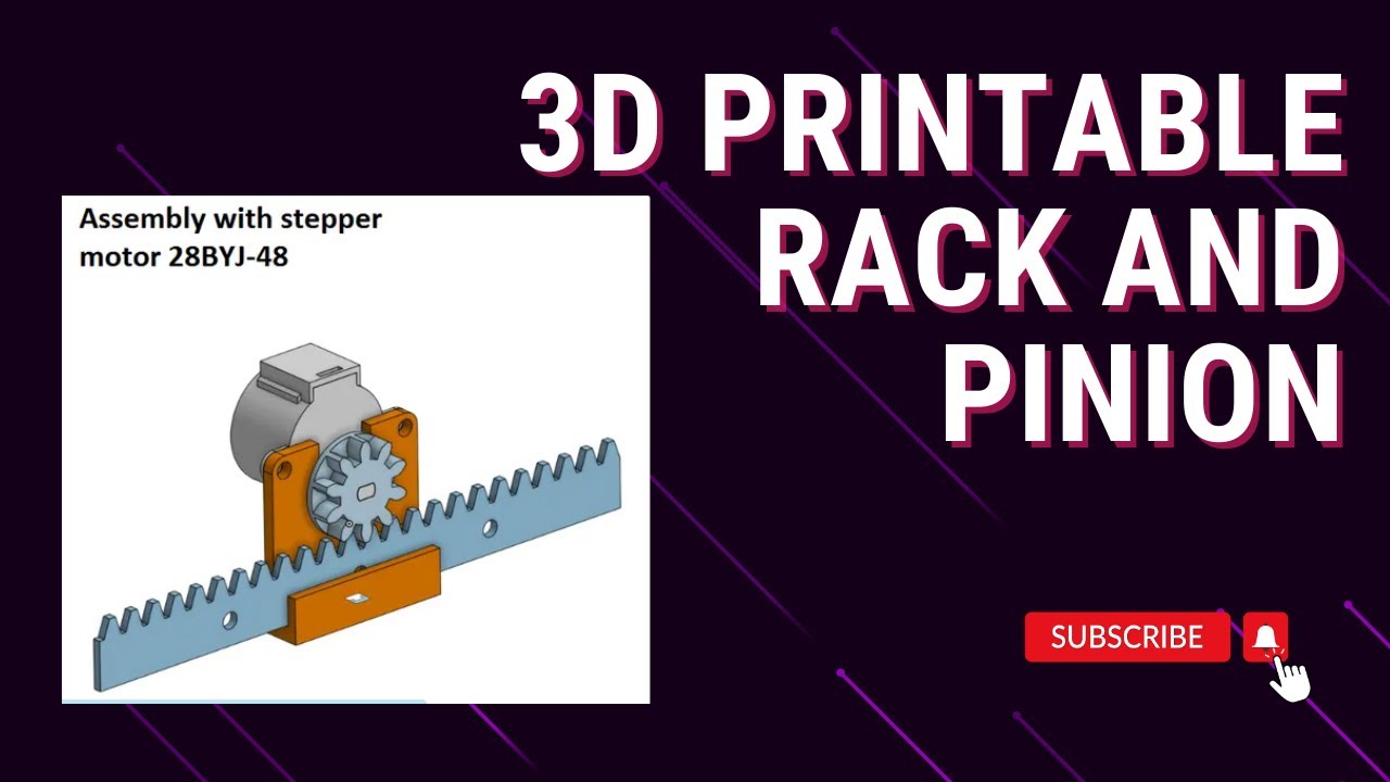 3d Printable Rack and Pinion M 2 mm to be used with stepper motor 28BY ...