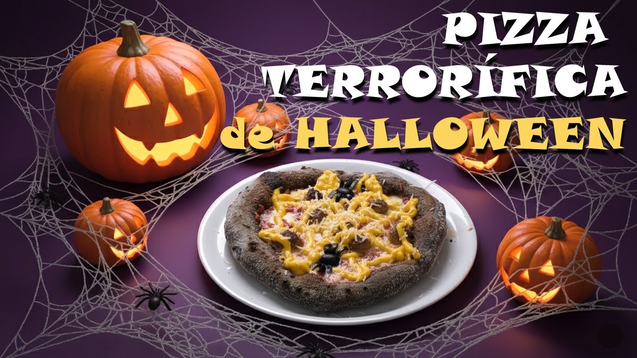 PIZZAS DE HALLOWEEN con masa madre 👻 | Recetas caseras con tinta de sepia y crema de calabaza
