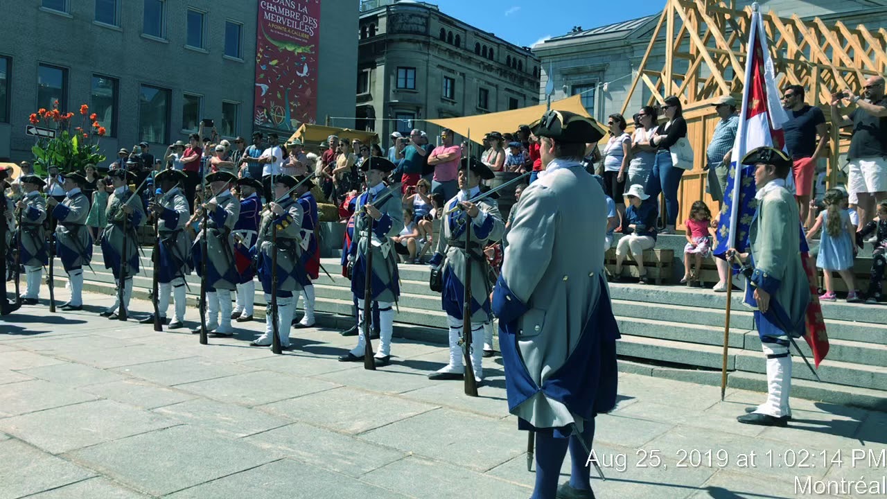 Reenactment: French soldiers in ‘New’ France, 18th century Montréal. Vive La France