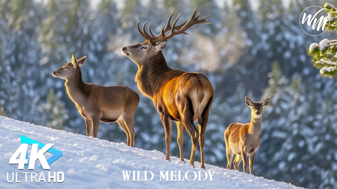 Winter Wildlife 4K – Explore Stunning Animals in Snowy Landscapes with Soothing Relaxing Music