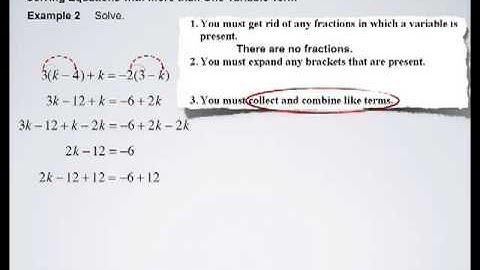 Solving Equations With More Than One Variable Term Video 2