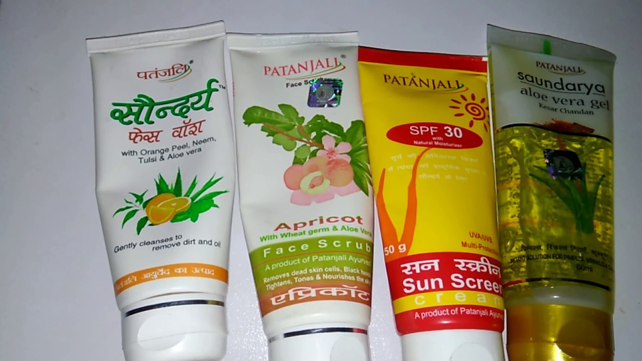 Patanjali Oily Skin Care Routine Face wash Scrub Gel Sun Screen
