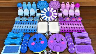 Slime mixing: Blue vs purple glossy textures | Relaxing ASMR