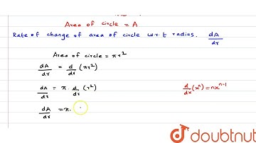 Find the rate of change of the area of circle with respect to its radius `r` when `r=5 cm`