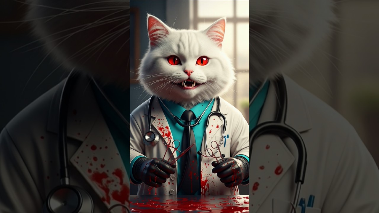 👾 Horror version of a tiny . Fearless feline in a terrifying world 👻 