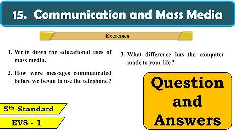 15. Communication and Mass Media | Question Answers | 5th standard | Environmental Studies Part 1