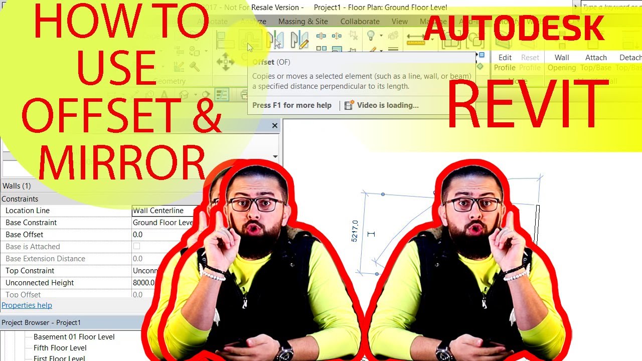 HOW TO USE OFFSET AND MIRROR TOOLS IN AUTODESK REVIT