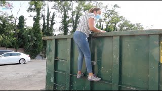 Super Dumpster esta vez lo tiraron sin tocar no lo dañaron 😱😳🇺🇸Que chulada😱#NoemyBLaSalvadoreña