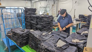 Process of mass production of highend jeans