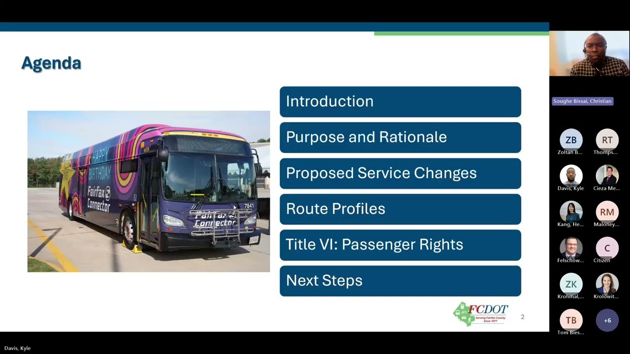 Virtual Meeting (noon): Fairfax Connector June 2026 Proposed Service Changes