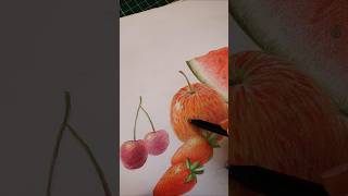 👀 Can colored pencils make this apple look real? 🍎 Realistic Fruit Drawing | 3D Apple ✨ #Shorts
