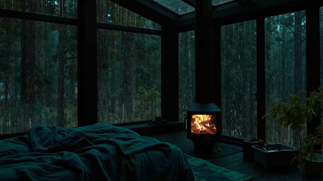 Cozy Forest Cabin with Rain and Fireplace for Deep Sleep (No Ads) 🌧 ...