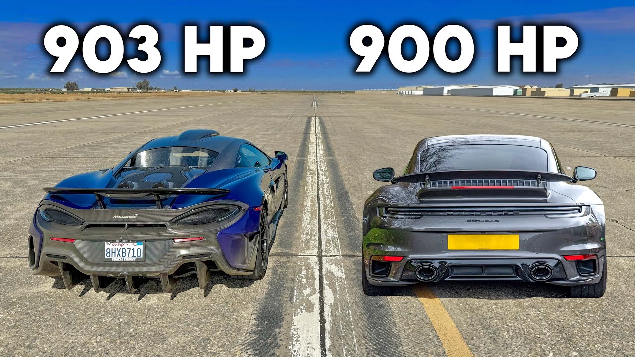 900hp Porsche Turbo S vs 900hp Mclaren 600LT: DRAG RACE - YouTube