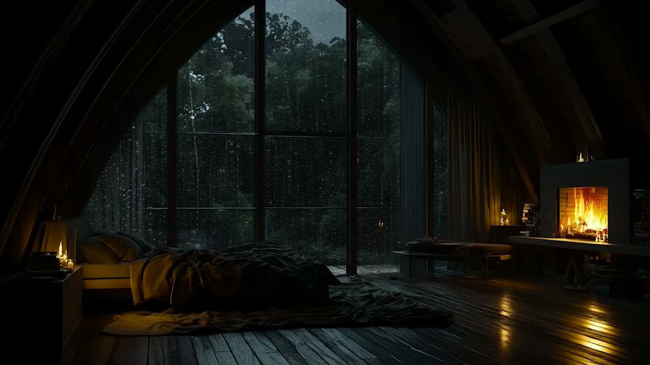 Gentle Rain Sounds & Cozy Fireplace | Ultimate Relaxation & Deep Sleep