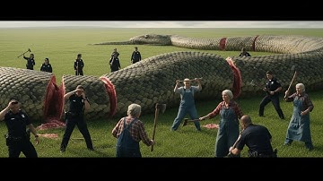 Courageous Rescue Team Fights Giant Python to Save Innocent Mother Pig
