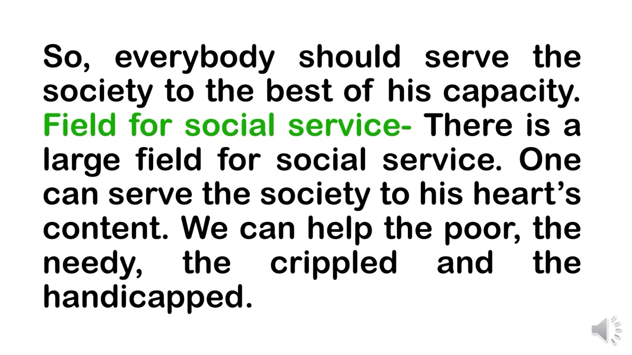 ESSAY ON SOCIAL SERVICE || SOCIAL SERVICE || ENGLISH ESSAY || ESSAY ||