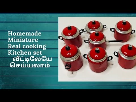 How to make real food cooking miniature kitchen set with clay, cookware  set
