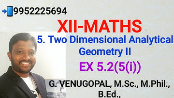 12th maths| exercise 5.2 q no 5(i)|chapter 5| Two Dimensional Analytical Geometry II