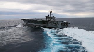 Nimitz-class Aircraft Carrier Performs High-speed Turns  - US Navy USS Abraham Lincoln
