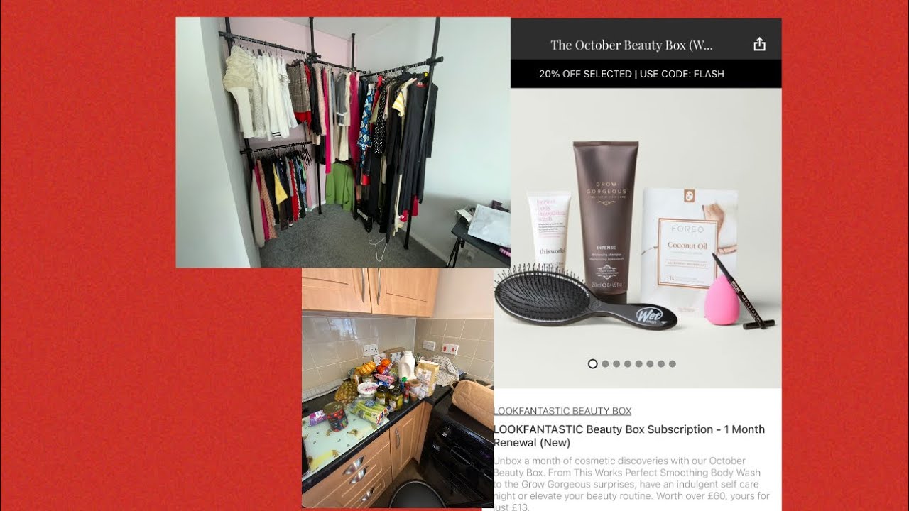 Look Fantastic Review October Beauty Box - Aldi Food Shop -  Chit Chat and telescopic wardrobe. 