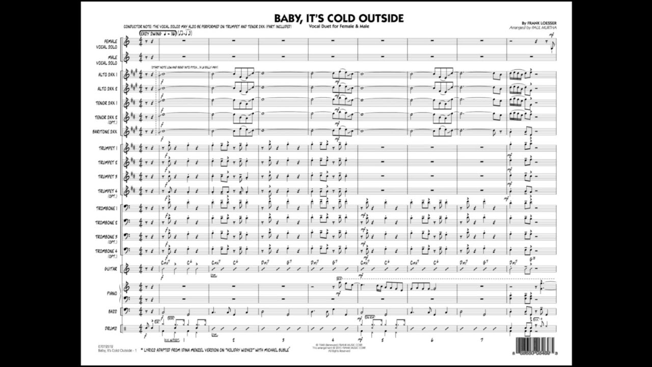 Baby It S Cold Outside By Frank Loesser Arr By Paul Murtha Youtube