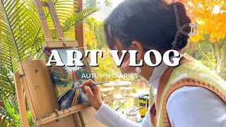 ART VLOG: a cozy autumn paint with me& struggles of a parttime artist