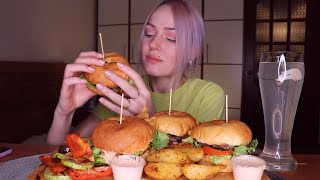 Mukbang | Бургеры, Картофель, Овощи (Много Еды) | Burgers | Не Asmr